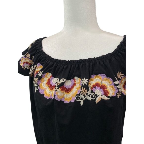 THML Anthropologie Top Women Medium M Cotton Floral Embroidered Boho Festival - Picture 2 of 5